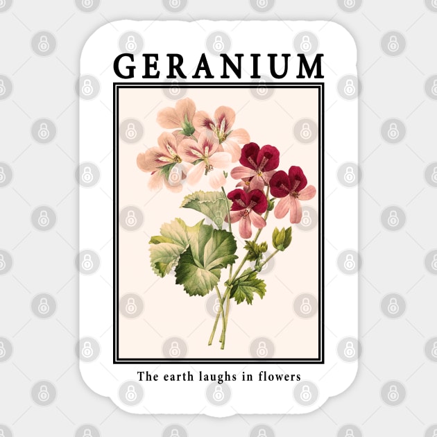 Geranium - Vintage Postcard Sticker by j.adevelyn